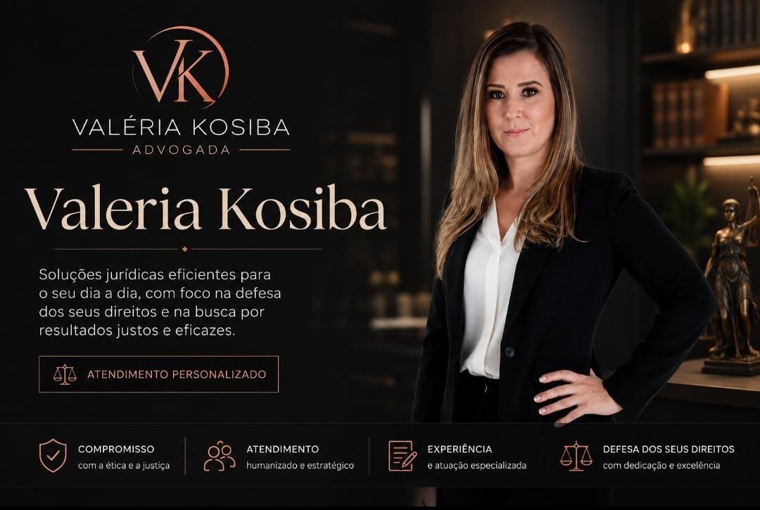 Advogada em escritório jurídico com símbolo da balança da justiça